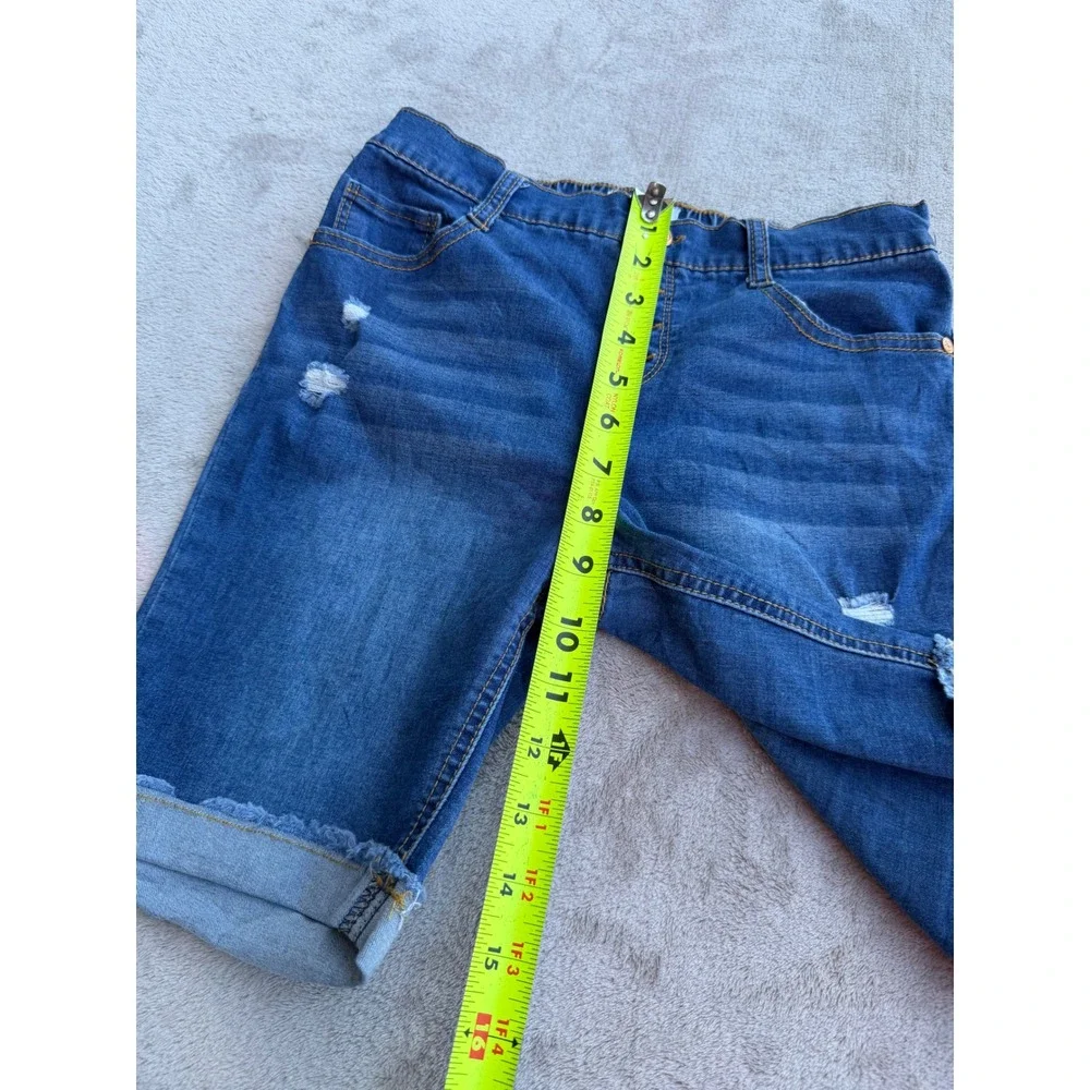 Beautees Denim Bermuda Shorts Girls 14 Blue Distressed Button Fly